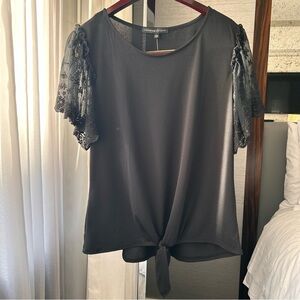 NWT Lace Sleeve Tee by Adrienne Vittadini